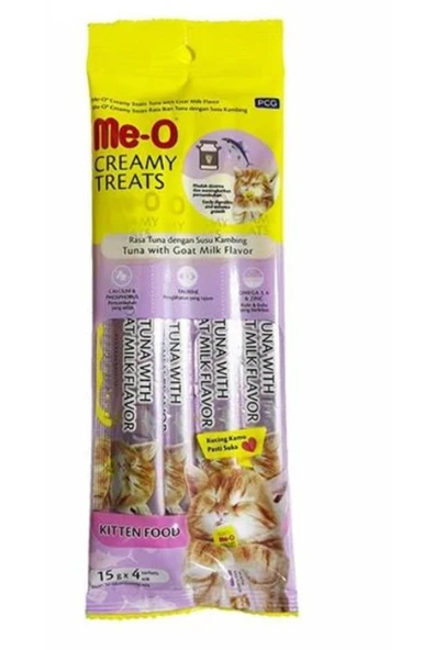 MEO TON BALIKLI VE KEÇİ SÜTLÜ YAVRU KEDİ KREMA ÖDÜL MAMASI 4*15GR ürün görseli 1