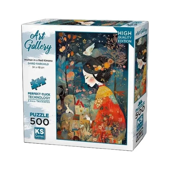 Ks Games Puzzle 500 A Woman İn Red Kimono 20070 ürün görseli 1