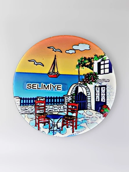 SELİMİYE Polyester Kabartmalı Magnet çap:6,5cm Dekoratif Hediyelik Buzdolabı Süsü (Kod:1364) ürün görseli 1