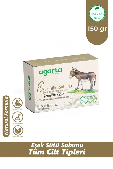 Agarta Parlak Ve Pürüzsüz Ciltler Için Doğal El Yapımı Eşek Sütü Sabunu 150 gr ürün görseli 1