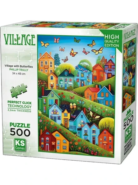 Ks Games Puzzle 500 Village Tith Butterflies 20079 ürün görseli 1