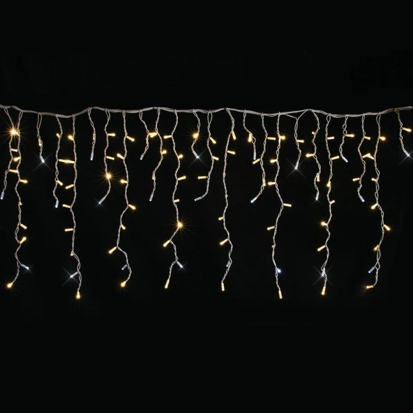 ETT 4m 120 LED Çakarlı Saçaklı Perde Işık | Dış Mekan, 50-70cm Boylar | Yılbaşı Dekoru ürün görseli 1