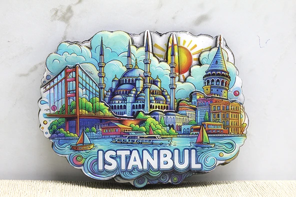 ETT Ahşap İstanbul Magneti | 3D Katmanlı Şehir Silüeti Dekoratif Buzdolabı Hediyelik ürün görseli 1