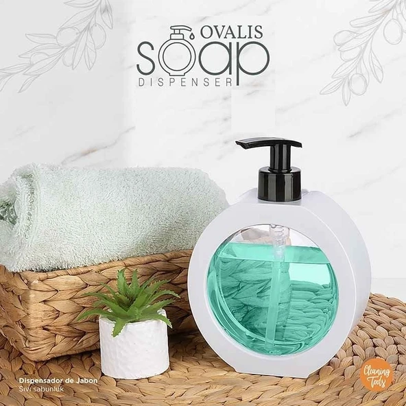 ETT 350 ML Oval Tezgah Üstü Sıvı Sabunluk Banyo Mutfak Bulaşık Deterjanlığı ürün görseli 1