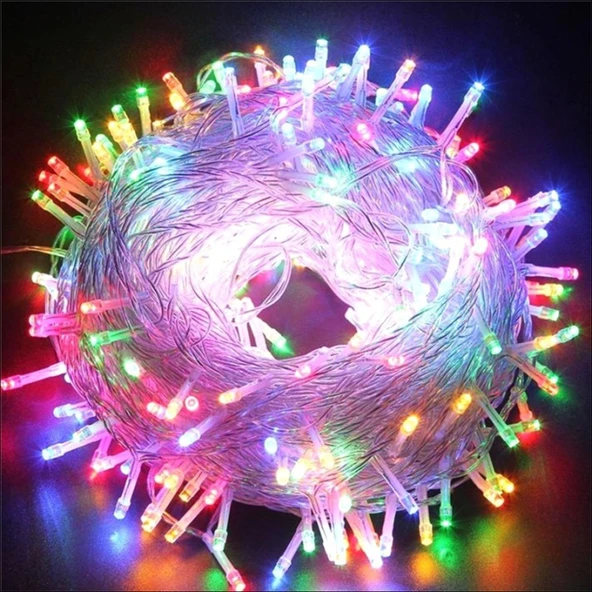 ETT 10m 60 LED RGB Pilli Peri Led | 2 Kademeli Şeffaf Kablo Dekoratif Aydınlatma ürün görseli 1