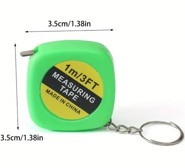 ETT 3 Adet Metre Anahtarlık 1 Metre Şerit Ölçüm Bandı - Cep Tipi Taşınabilir Mini Metre ürün görseli 1