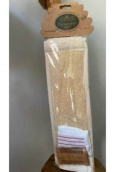 ETT Banyo Hamam Seti 3'lü - Doğal Kabak Lifi, Vücut Kesesi ve Şimşir Tarak Seti ürün görseli 1