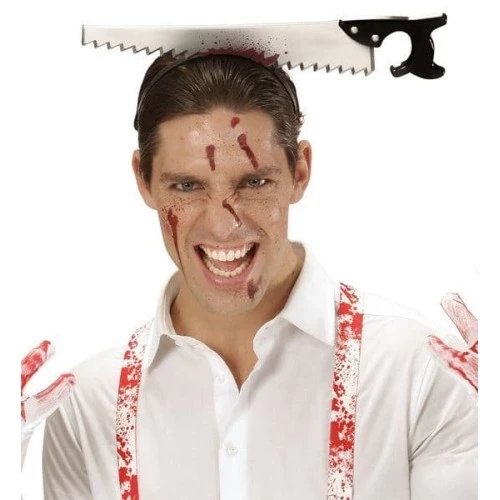 Kafaya Saplanmış Halloween Kanlı Testere Şaka Tacı ürün görseli 1