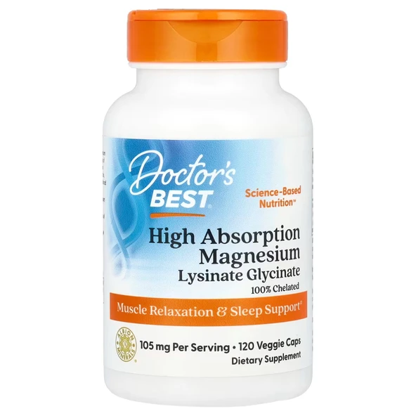 Doctor's Best Yüksek Emilimli Magnezyum 105 mg 120 Vegan Kapsül ürün görseli 1