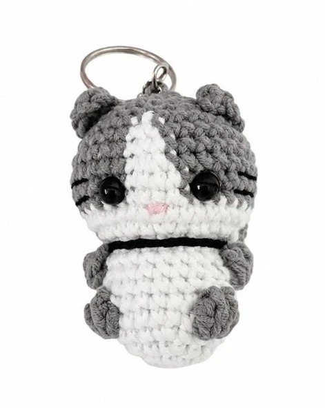 Maskot Miniş Kedi Amigurumi Organik Anahtarlık Oyuncak ürün görseli 1
