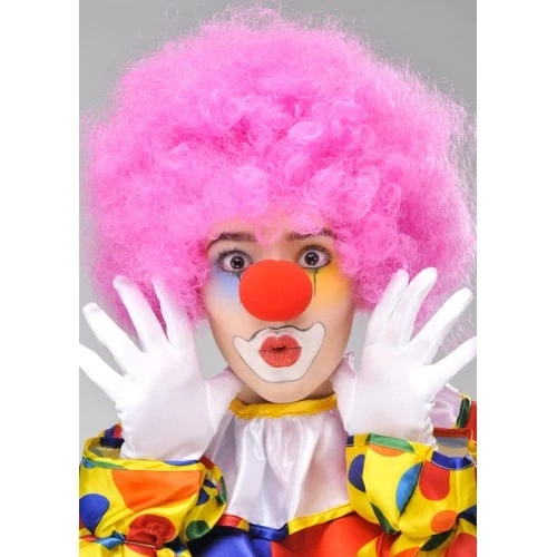 Pembe Renk Kıvırcık Bonus Peruk ve Kırmızı Burun Seti ürün görseli 1