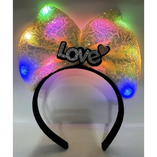 Led Işıklı Love Yazılı Fiyonk Taç ürün görseli 1
