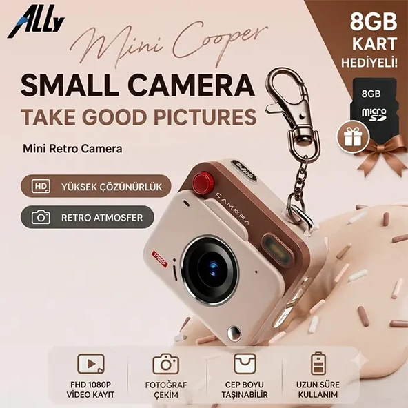 Ally PixMini Retro Video Dijital Kamera Ağ Kamerası DVR 1080P HD-(5775) ürün görseli 1