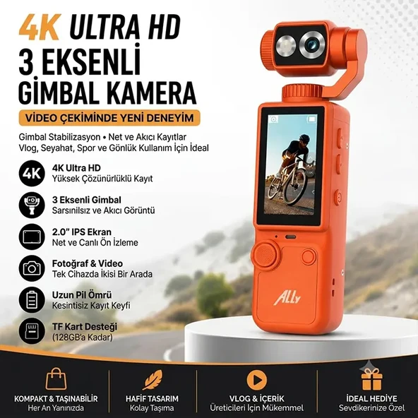 Ally Q8 PocketPro 4K Dijital Vlog Kamerası-(5775) ürün görseli 1
