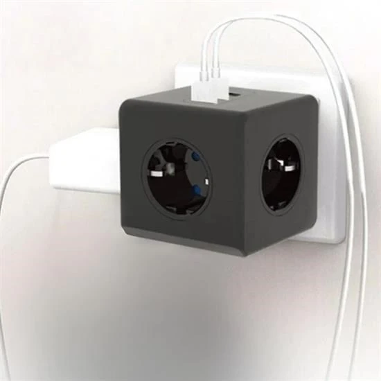 Isıya Dayanıklı Termal Akım Korumalı ve Çocuk Korumalı 3 Priz Girişli 3 USB Girişli Küp Priz ürün görseli 1