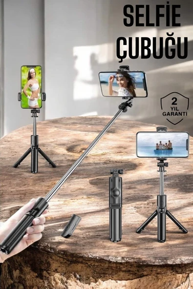 Kumandalı Tripod Telefon Tutucu Selfie Çubuğu 360 Derece Dönebilen ürün görseli 1
