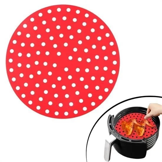 Renkli Isıya Dayanıklı Yıkanılabilir Silikon Fırın Ve Airfryer Yuvarlak Pişirme Matı 23 Cm ürün görseli 1