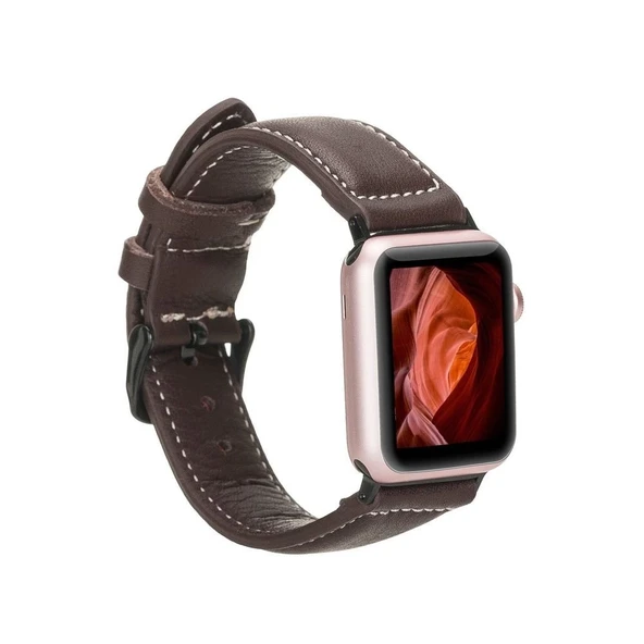Apple Watch Uyumlu Deri Kordon 42-44-45mm NM1-AS3 Kahve ürün görseli 1
