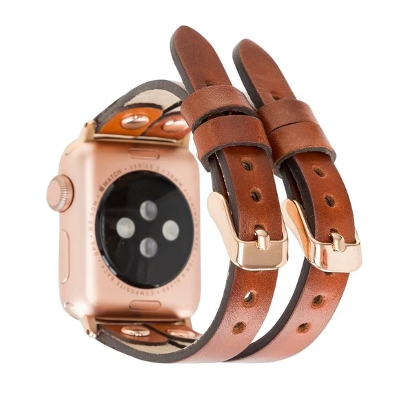 Apple Watch Uyumlu Deri Kordon Ely Double Tour RST2EF - Resim 2