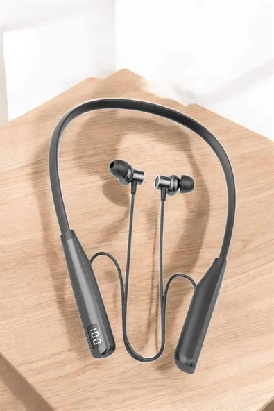 Boyun Askılı Bluetooth Kulaklık Uzun Şarj Süreli Dijital Göstergeli Kablolu ürün görseli 1