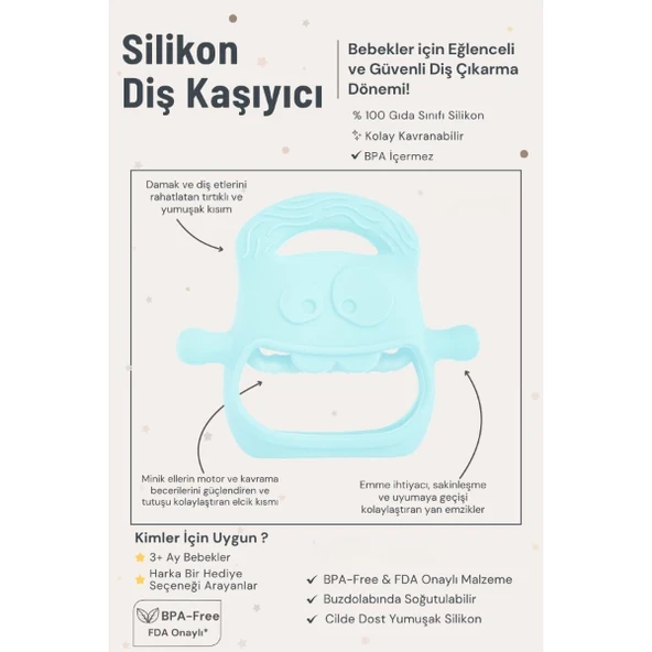 Mavi Bebek Silikon Diş Kaşıyıcı - Resim 3