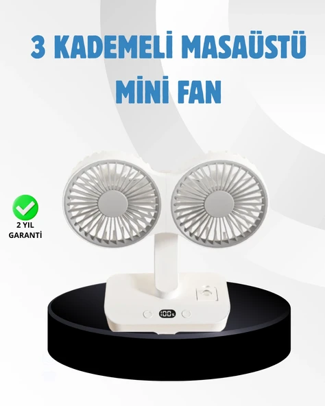 Sessiz Çalışan USB Şarjlı Çift Kafalı Masaüstü Fan – Ev ve Ofis İçin ürün görseli 1