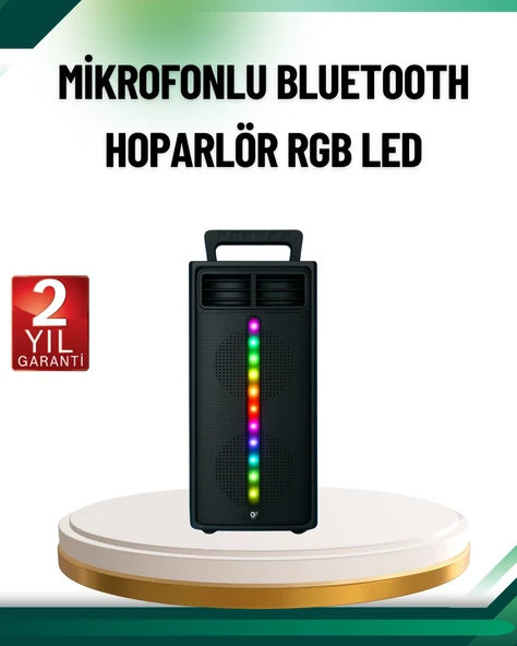 Şarjlı Işıklı Bluetooth Hoparlör | USB, AUX, TF Kart ve Radyo Destekli ürün görseli 1