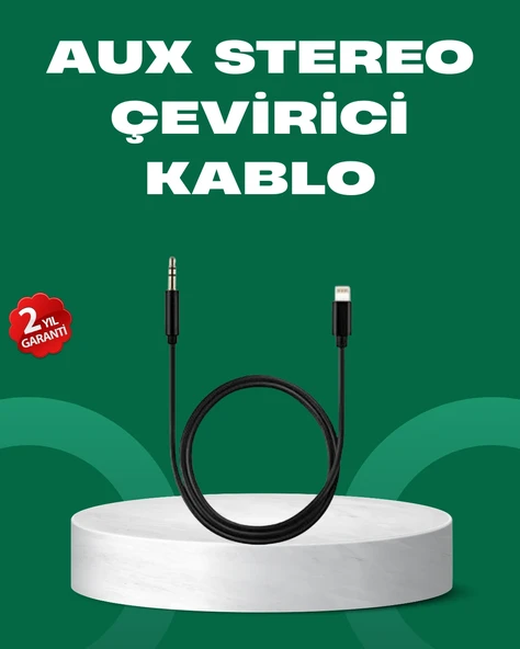 Lightning to 3.5mm Aux Ses Dönüştürücü Kablo 1 Metre Stereo Uyumlu ürün görseli 1