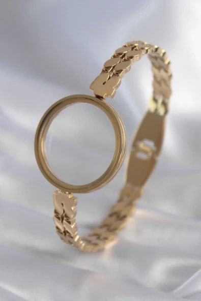 316L Çelik Gold Renk Arpa İşleme Açılabilir Fanus Model Kadın Kelepçe ürün görseli 1