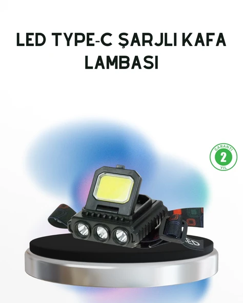 Şarjlı LED Kafa Lambası 800 Lumen COB XPE Ayarlanabilir Başlıklı ürün görseli 1