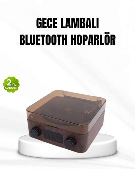 Bluetooth Hoparlörlü Gece Lambası Dijital Saat ve Ambiyans Işığı Çok Amaçlı ürün görseli 1