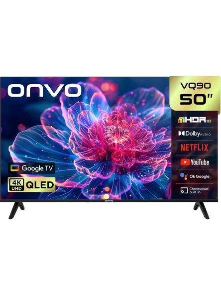 Onvo 50VQ90F3UA 50'' 127 Ekran Uydu Alıcılı 4K Ultra HD Google Smart QLED TV ürün görseli 1