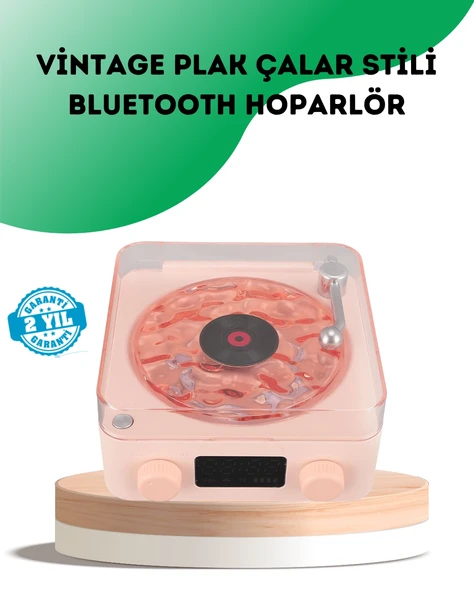 Retro Bluetooth Hoparlör – Kristal Ses, Gece Lambası, Saatli Tasarım ürün görseli 1