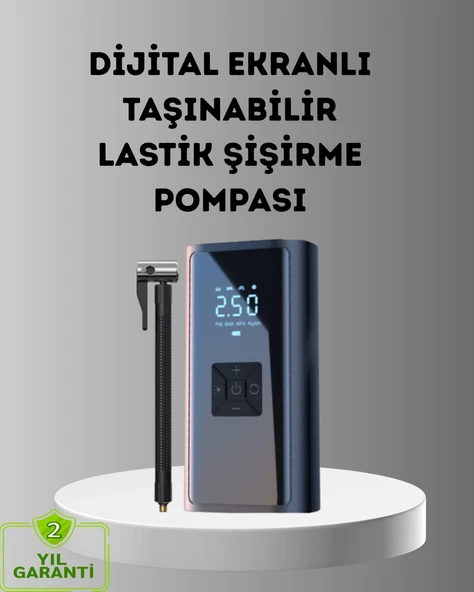 Dijital Ekranlı Kablosuz Hava Pompası LED Işıklı 12V 80W ürün görseli 1