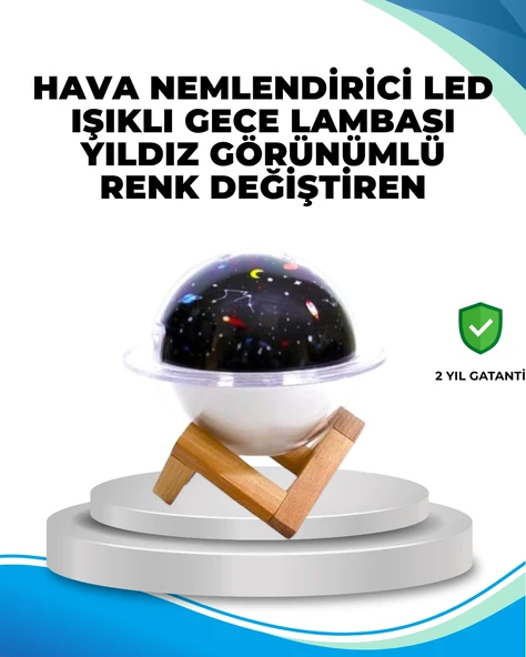 Gece lambası özellikli taşınabilir nemlendirici ve aromaterapi cihazı USB girişli ürün görseli 1