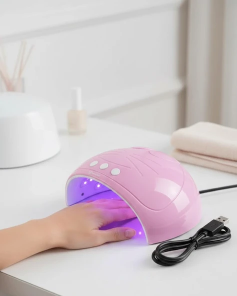 Ultraviyole Işıklı 15 Ledli 45W Oje Kurutucu Makine Pembe ürün görseli 1