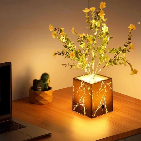 Siyah Saksılı LED Yapay Çiçek ürün görseli 1