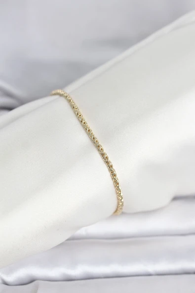 CM 14K Gold Renk Burgulu Zincir Model Kadın Bileklik ürün görseli 1