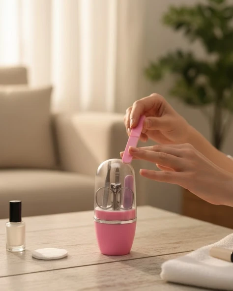 Tırnak Bakım Manikür Pedikür Seti 4 Parça Pembe Minimal ve Dayanıklı ürün görseli 1