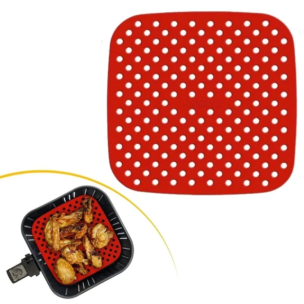 Siyah Isıya Dayanıklı Yıkanılabilir Silikon Fırın Ve Airfryer Kare Model Pişirme Matı 21,5 Cm ürün görseli 1