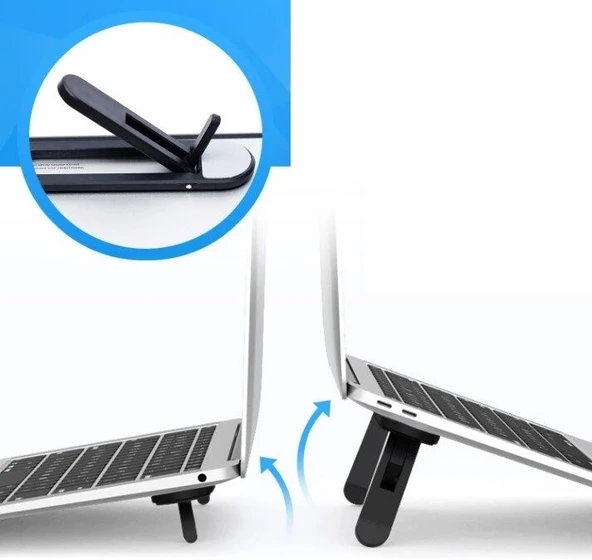 2 Kademeli Katlanabilir ve Yapışkanlı Laptop Standı Siyah ürün görseli 1