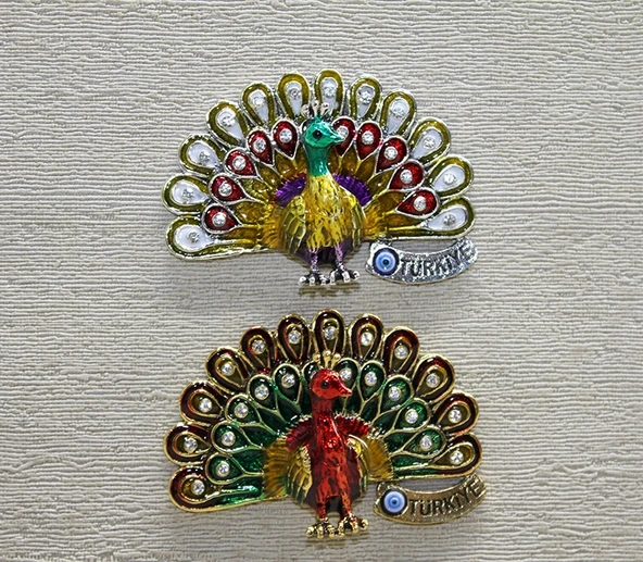 Swarovski Taşlı Tavuskuşu Magnet ürün görseli 1