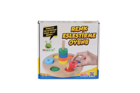 KR136 WOODOY RENKLİ HALKA EŞLEŞTİRME OYUNU ürün görseli 1