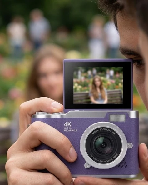 4K Kompakt Kamera 48 MP Autofocus Flash Özellikli Vlog Kamera ürün görseli 1