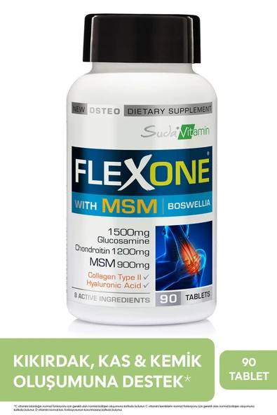 Flexone Glukozamin,Kondroitin, MSM,Tip 2 Kolajen,Hyaluronik Asit,Kemik ve Kıkırdak Desteği 90 Tablet ürün görseli 1