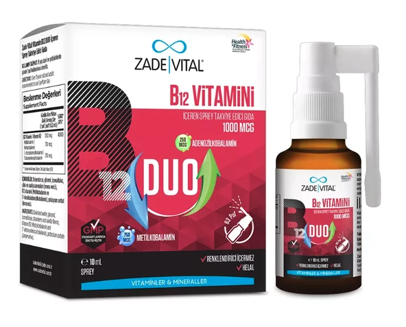 Zade Vital B12 Vitamini Duo 1000 mcg Sprey 10 ml ürün görseli 1