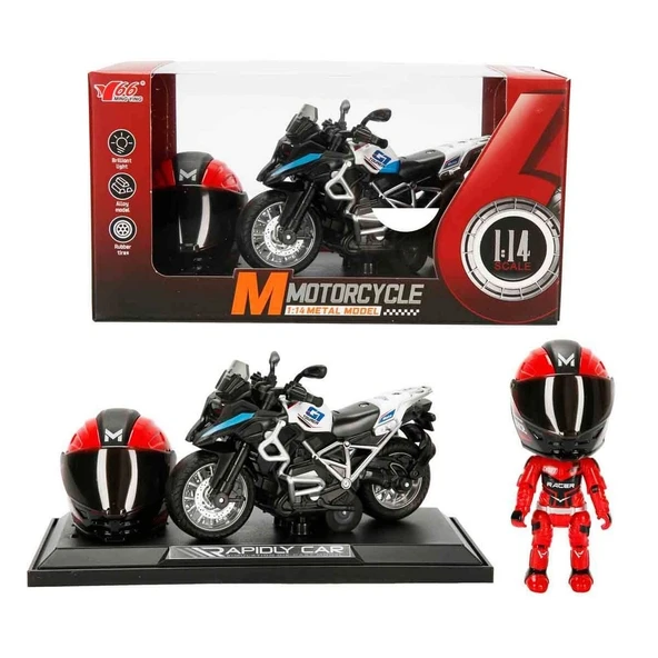 1:14 Sesli ve Işıklı BMW Off-Road Die Cast Çek Bırak Motosiklet - 1 Adet Stokta Olan Gönderilir ürün görseli 1