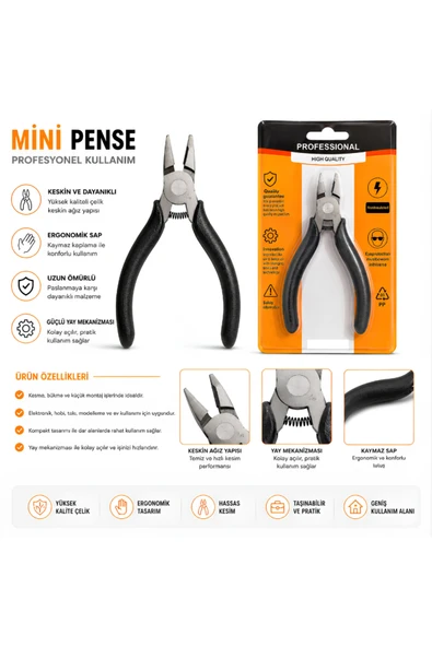 NSE Mini Pense Yaylı Hassas Kesim ve Bükme Pensesi – Elektronik, Takı ve Hobi Işleri Için Ergonomik El Aleti ürün görseli 1
