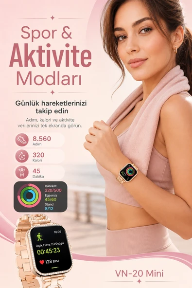 Şık Tasarımlı Mini Akıllı Saat Dört Çift Kayışlı Telefon Uyumlu Bildirim Destekli ürün görseli 1
