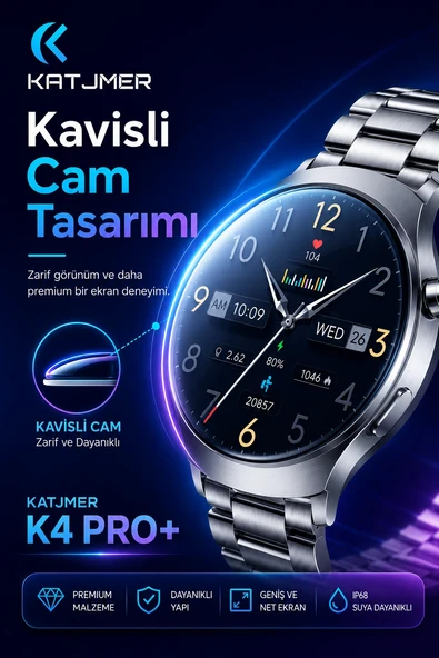 Kavisli Cam Tasarımlı Akıllı Saat AMOLED Ekran Üç Kordonlu Günlük Kullanım Seti ürün görseli 1